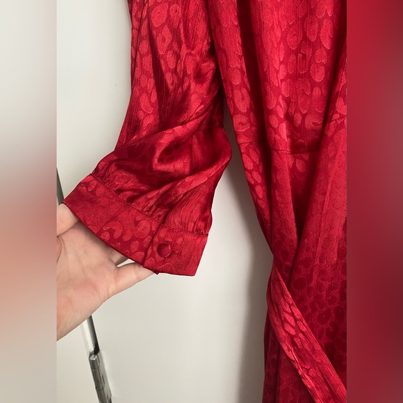 Michael Kors Red Cheetah Jacquard Midi Wrap Dress with 3/4 Sleeves NWT size 3X - Picture 9 of 13